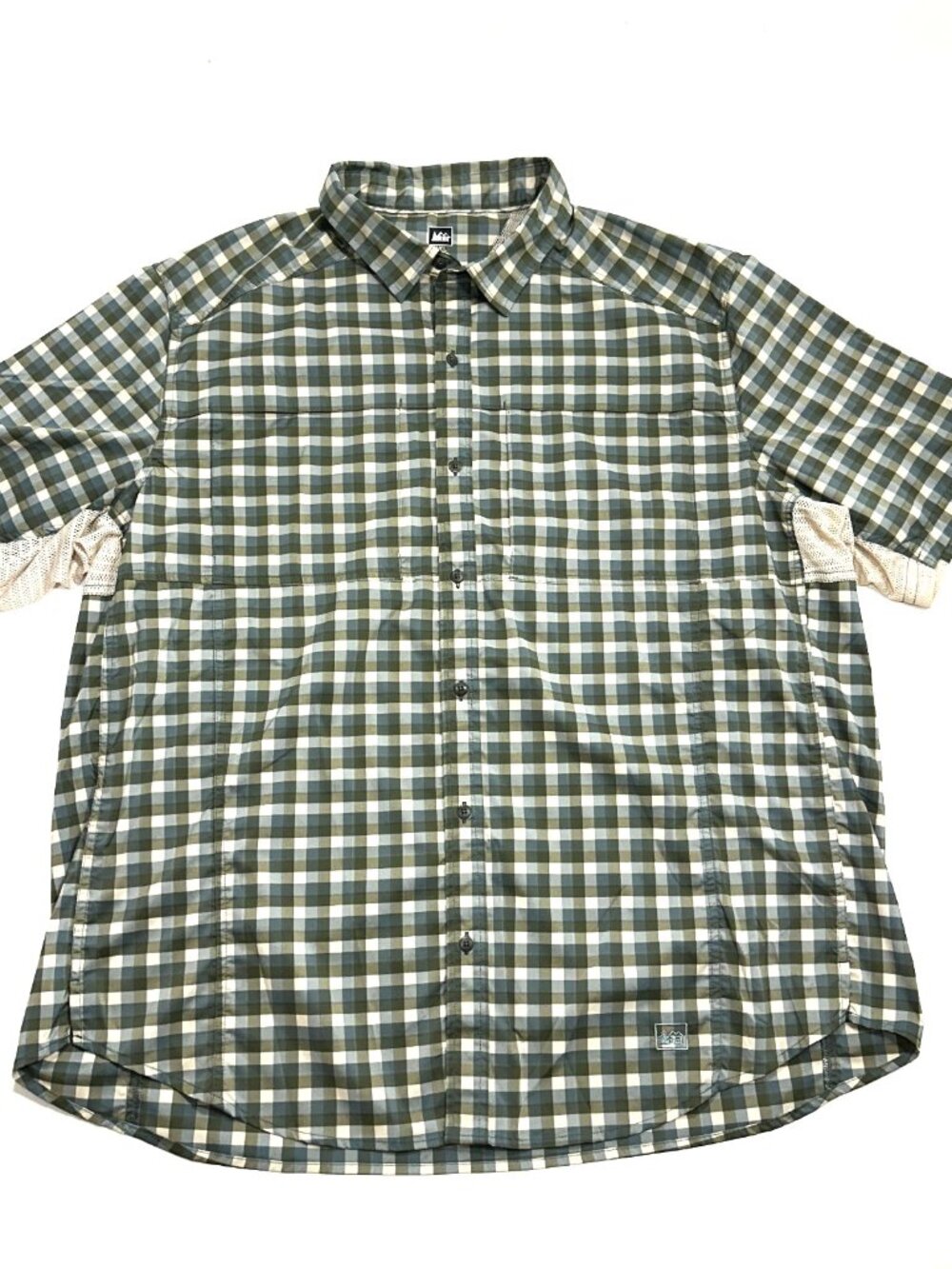 REI Co-op Sahara Tech Shirt Mens XXL Green Plaid Vented Hiking Fishing
